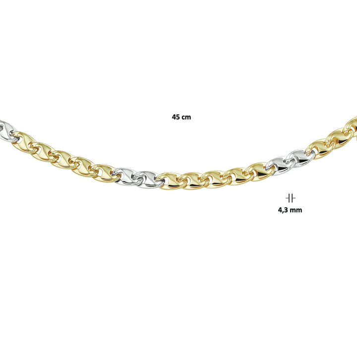 necklace 4.3 mm 14K bicolor gold yellow/white