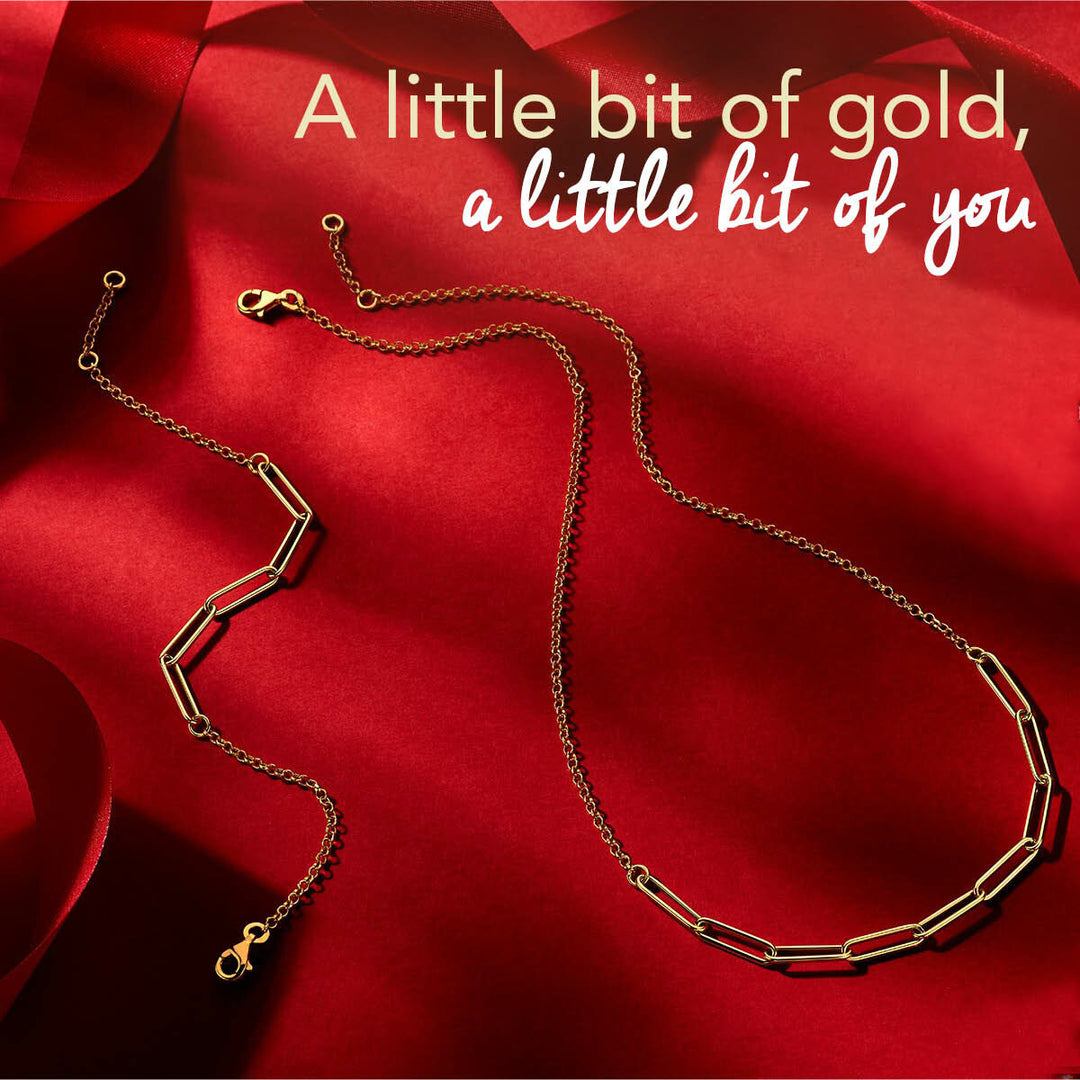 Armband Jasseron und Büroklammer Rundrohr 4,0 mm 17 - 19 cm 14K Gelbgold