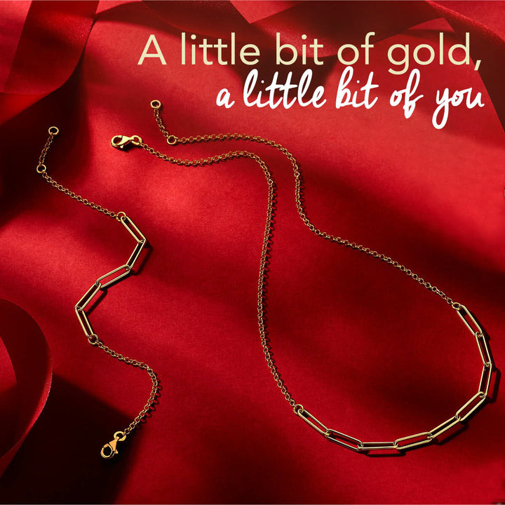 Armband Jasseron und Büroklammer Rundrohr 4,0 mm 17 - 19 cm 14K Gelbgold