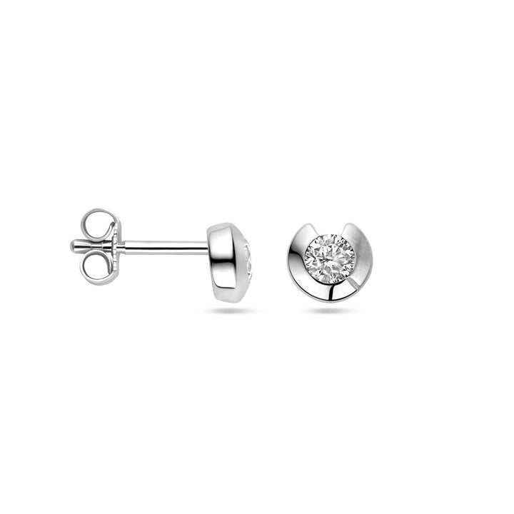 ear studs zirconia silver rhodium plated