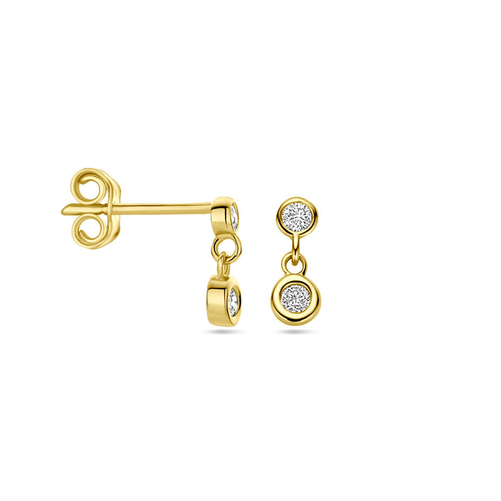 earrings zirconia 14K yellow gold