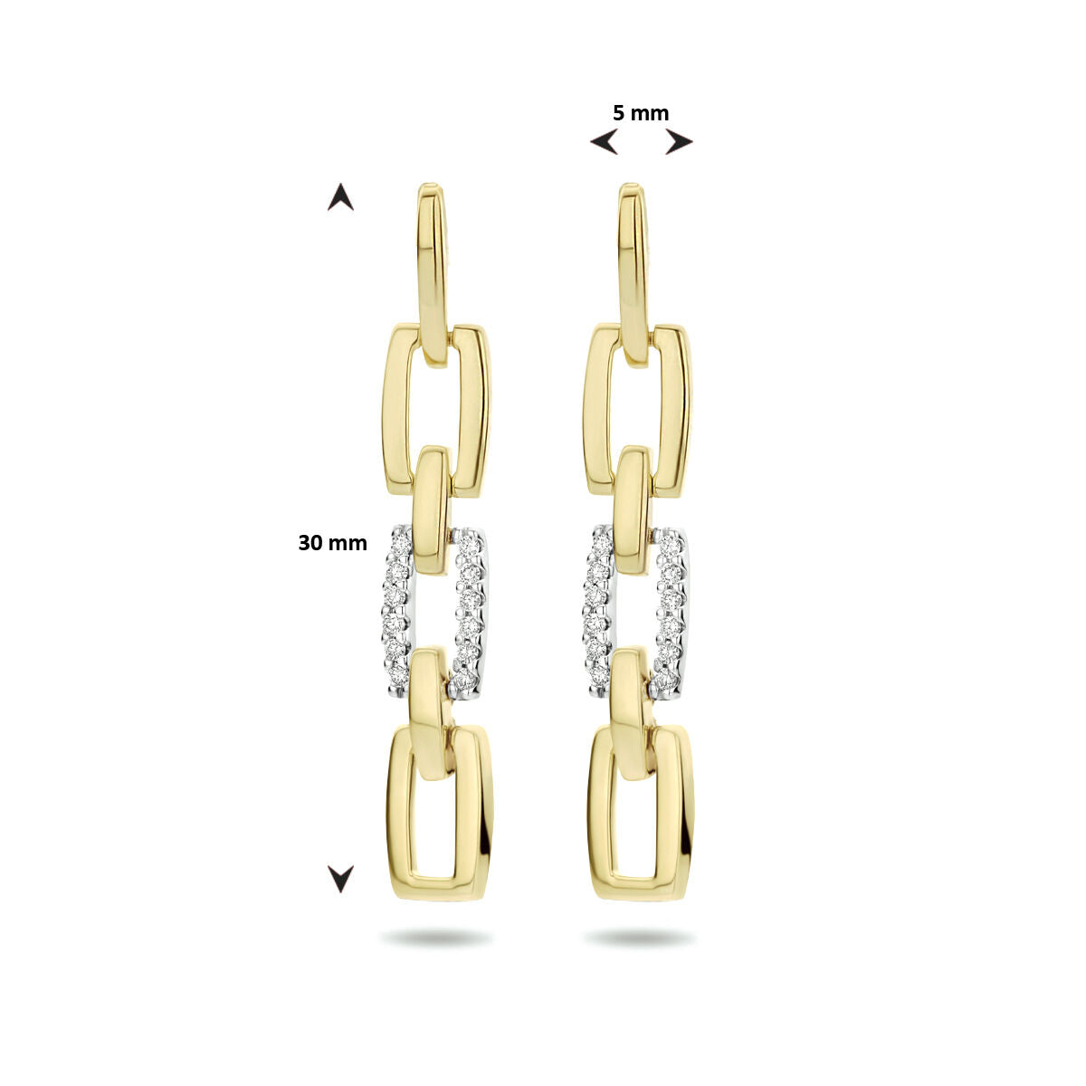 diamond earrings 0.10ct (2x0.05ct) h si 14K bicolor gold yellow/white