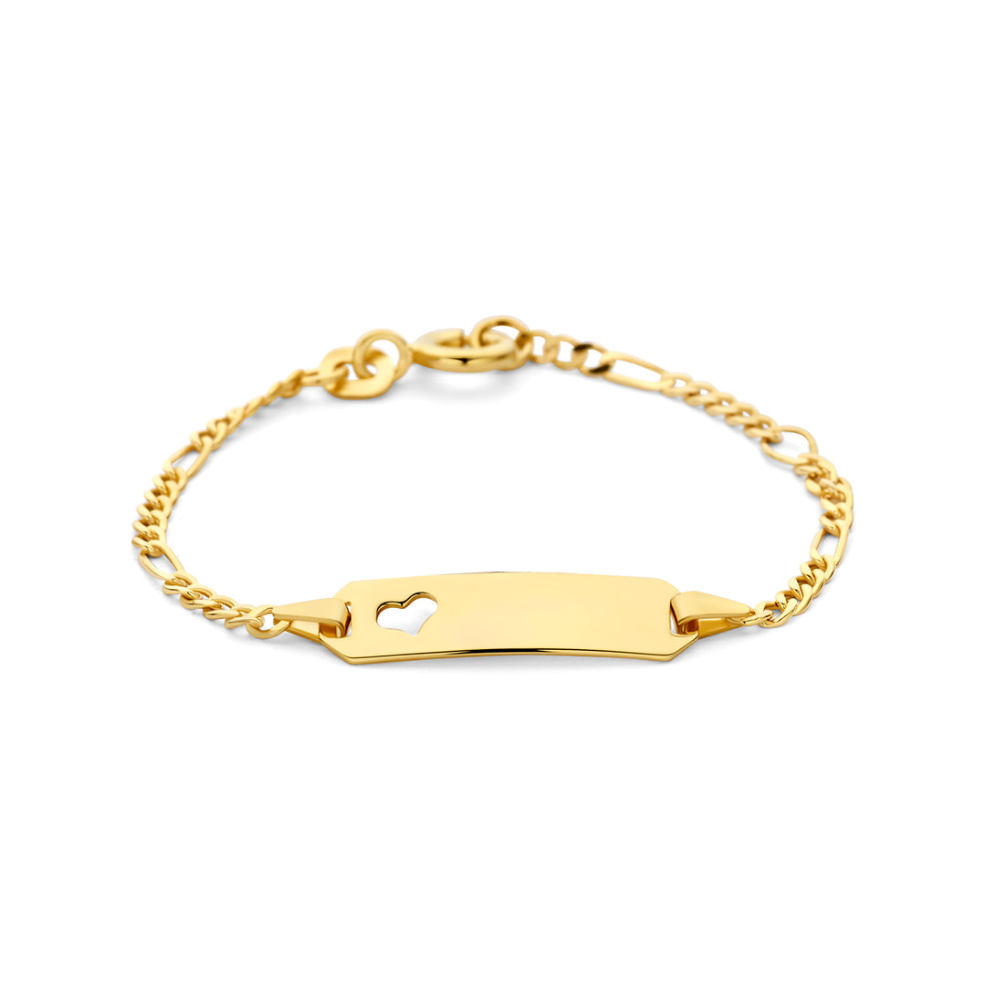 graveerarmband figaro hart 14K geelgoud