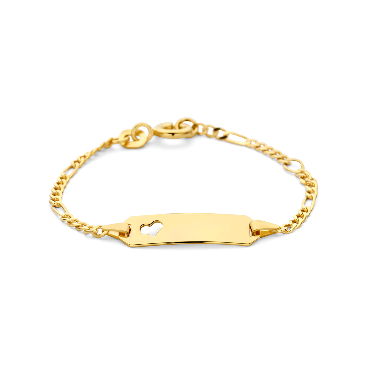 graveerarmband figaro hart 14K geelgoud