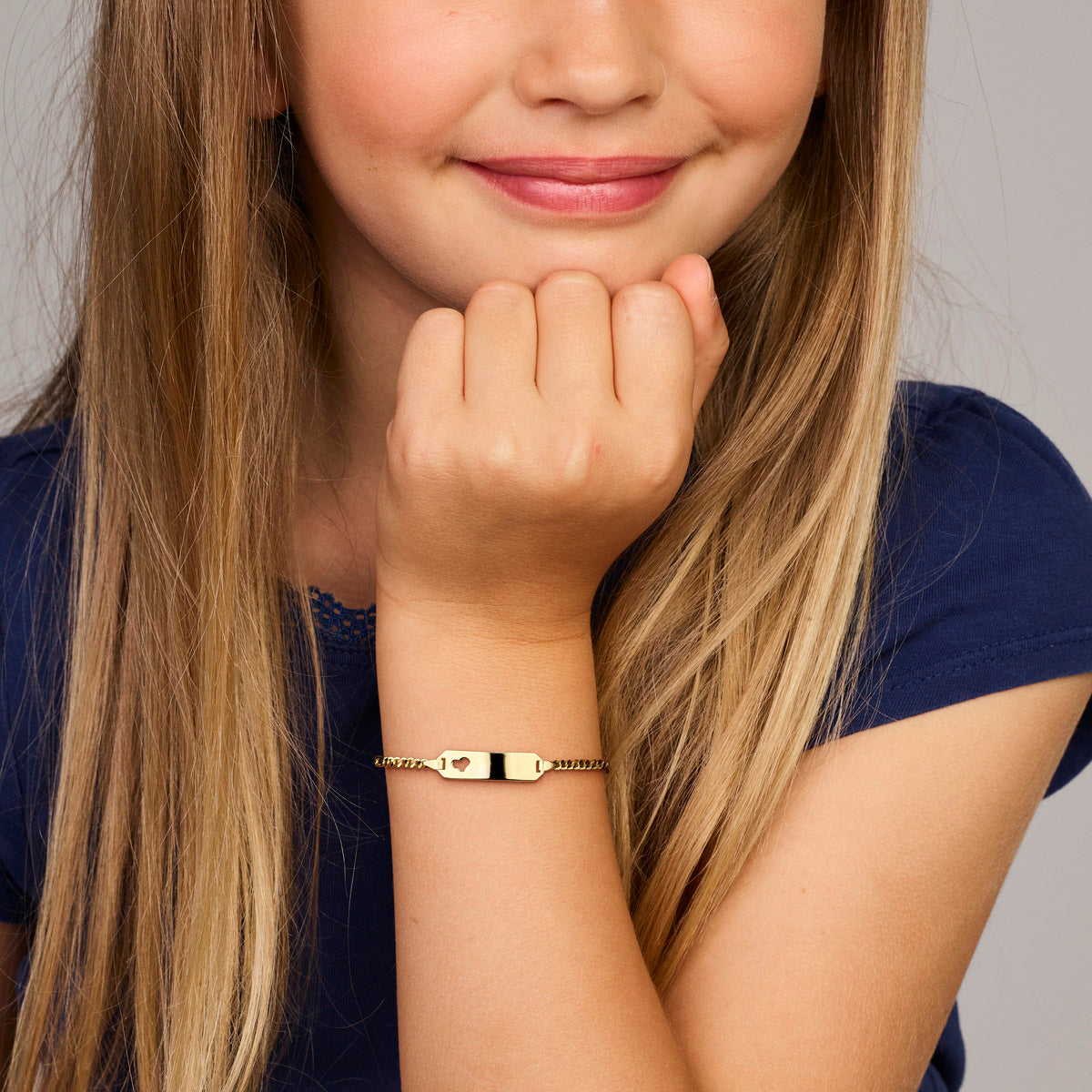 graveerarmband figaro hart 14K geelgoud