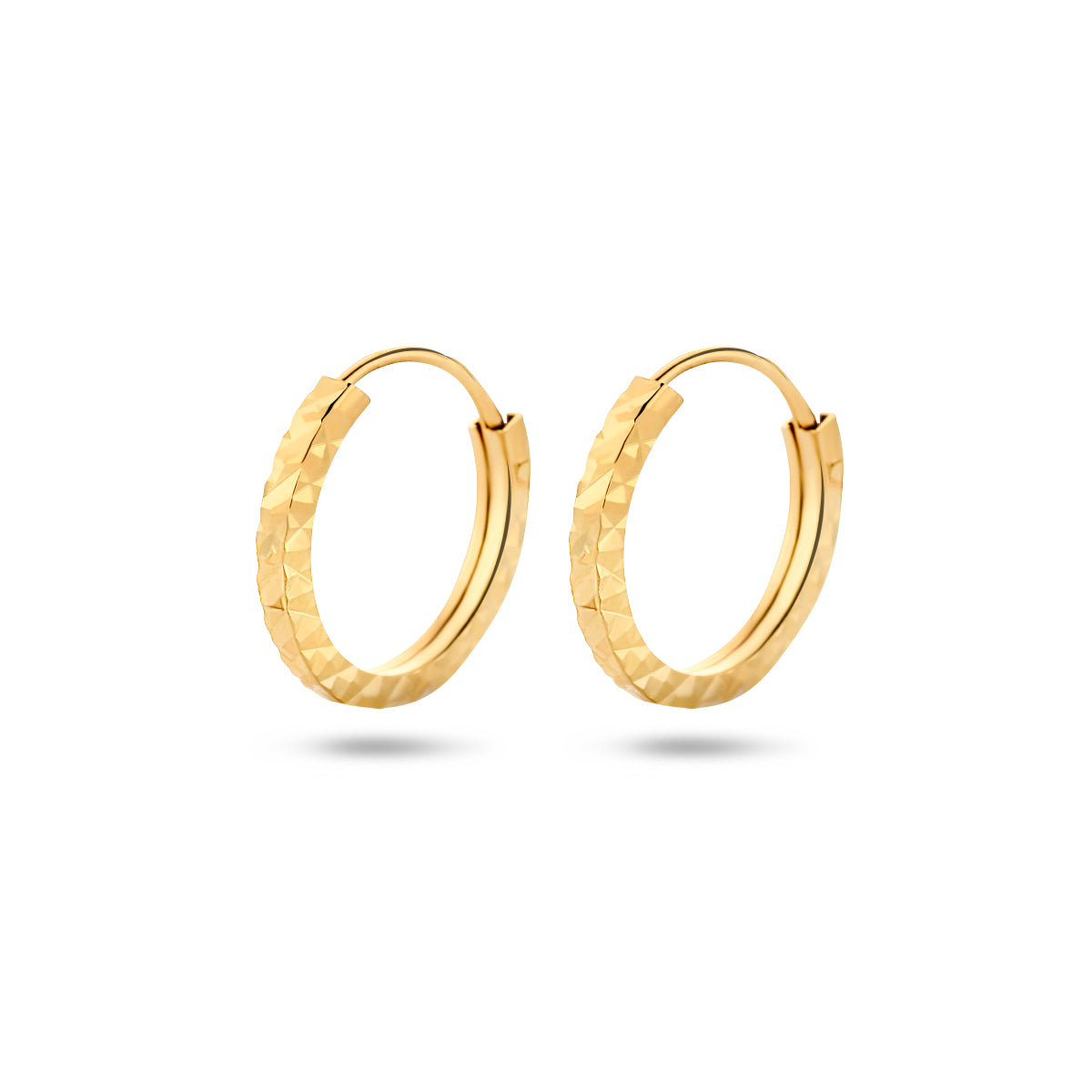 oorringen vierkant gediamanteerd 14K geelgoud