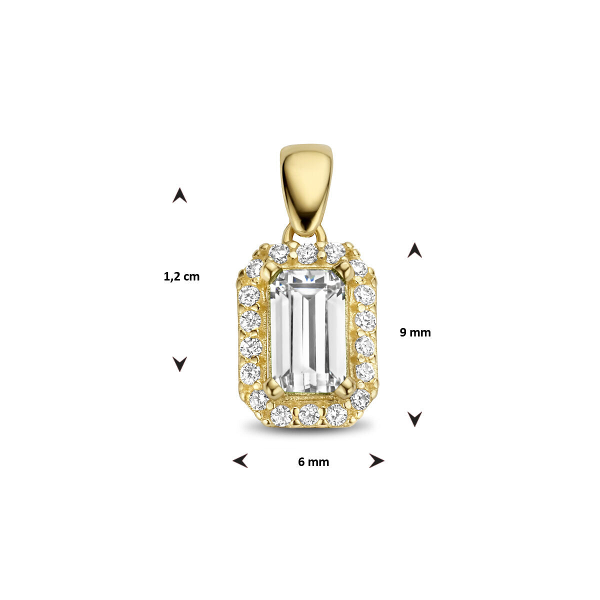 pendant zirconia halo 14K yellow gold