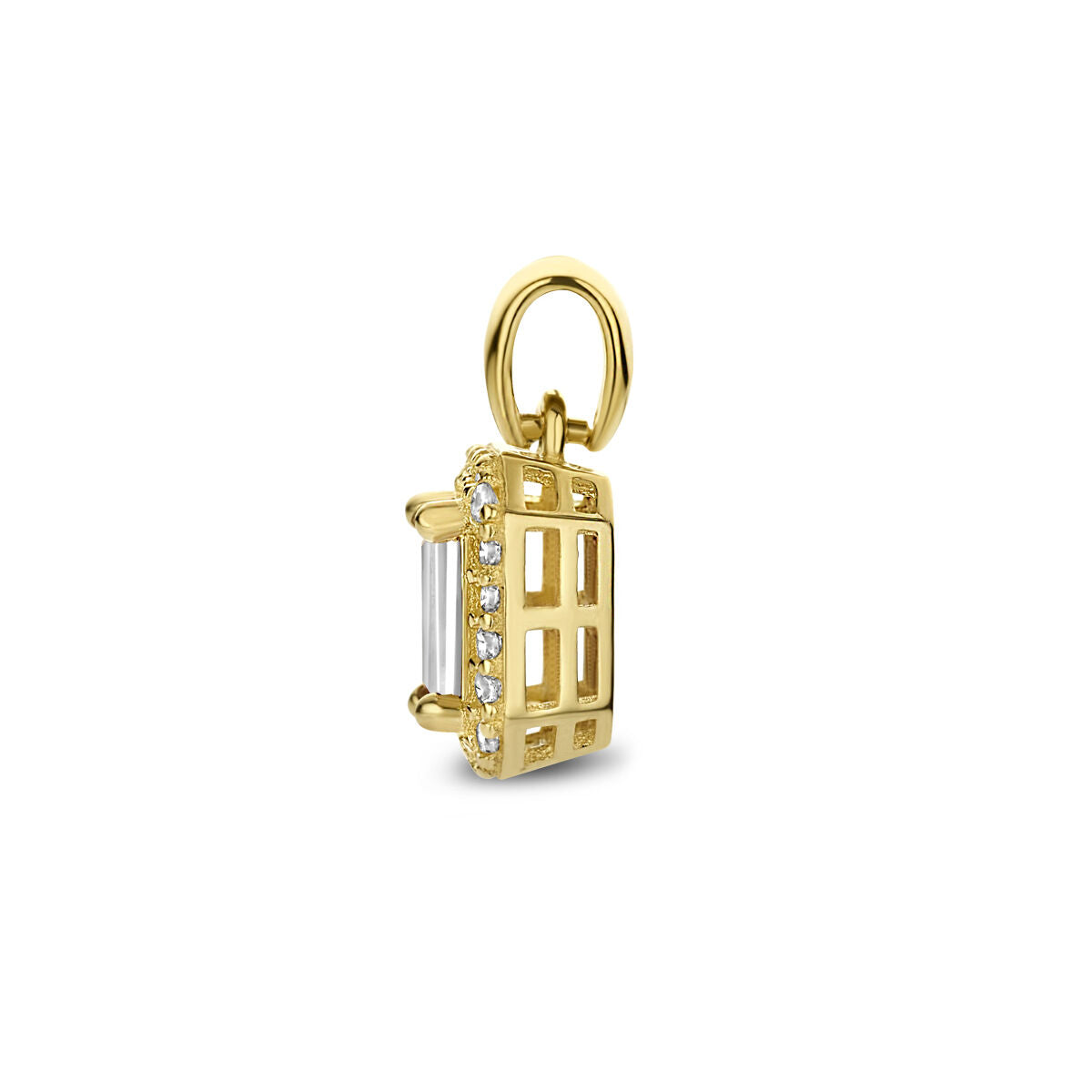 pendant zirconia halo 14K yellow gold