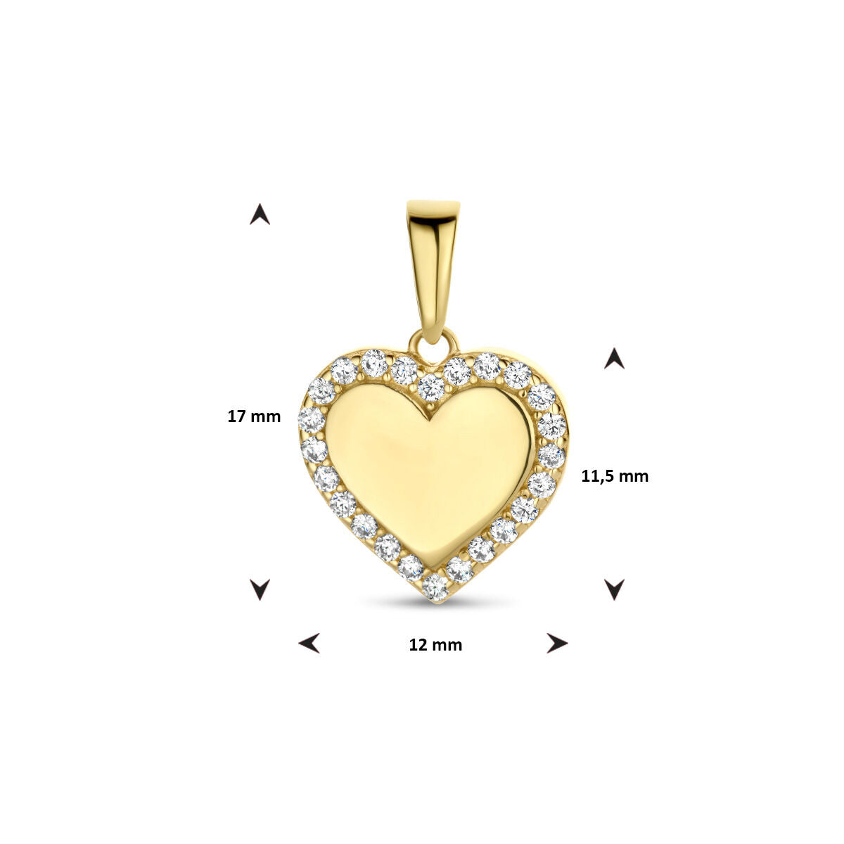 pendant heart zirconia 14K yellow gold
