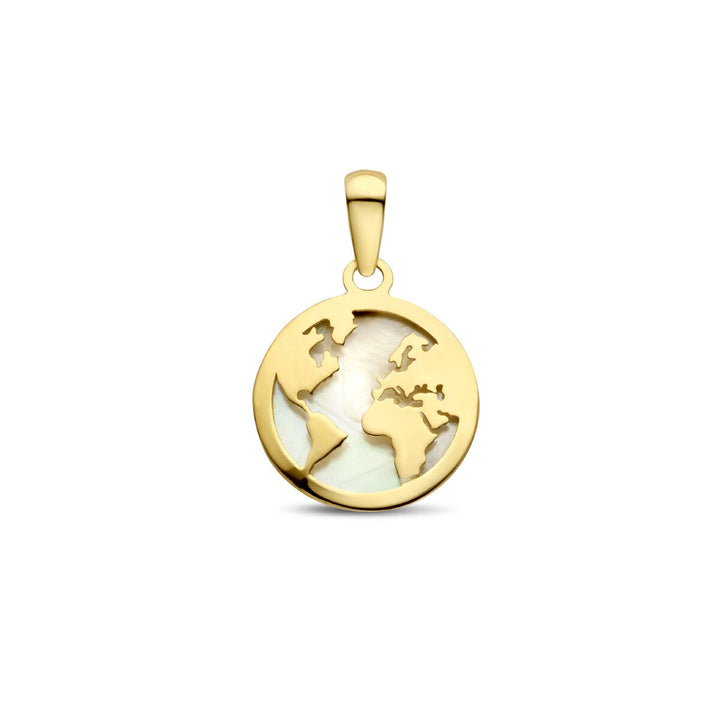 Anhänger Globus aus Perlmutt 14K Gelbgold