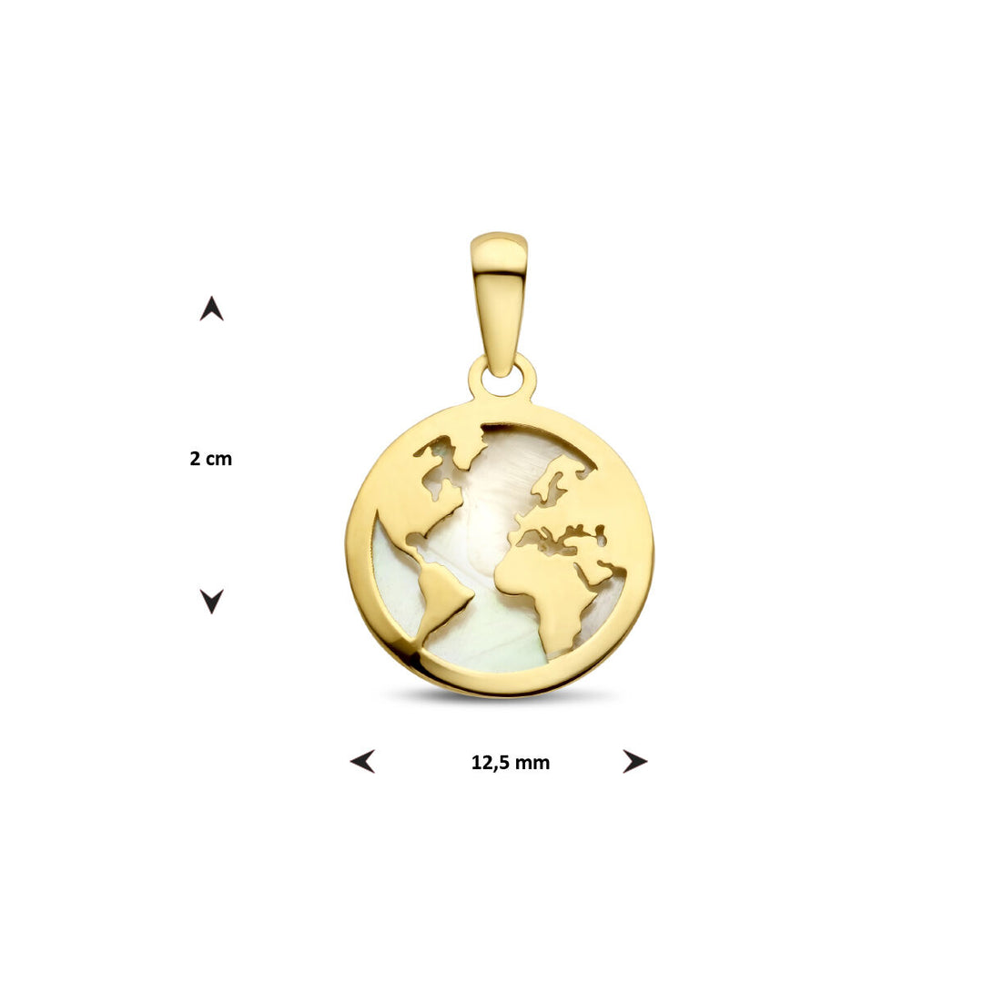 Anhänger Globus aus Perlmutt 14K Gelbgold