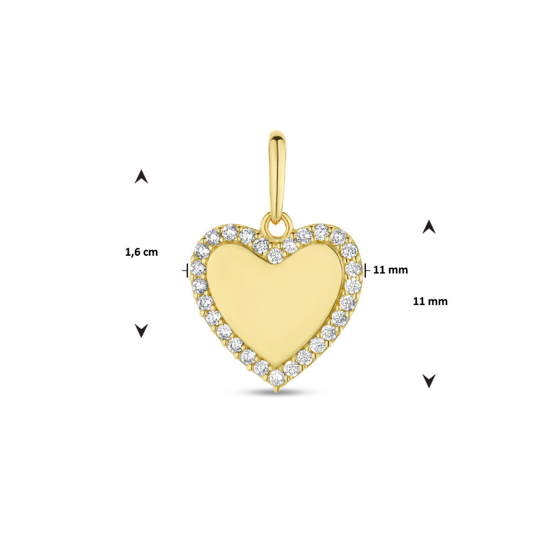 hanger hart zirkonia 14K geelgoud