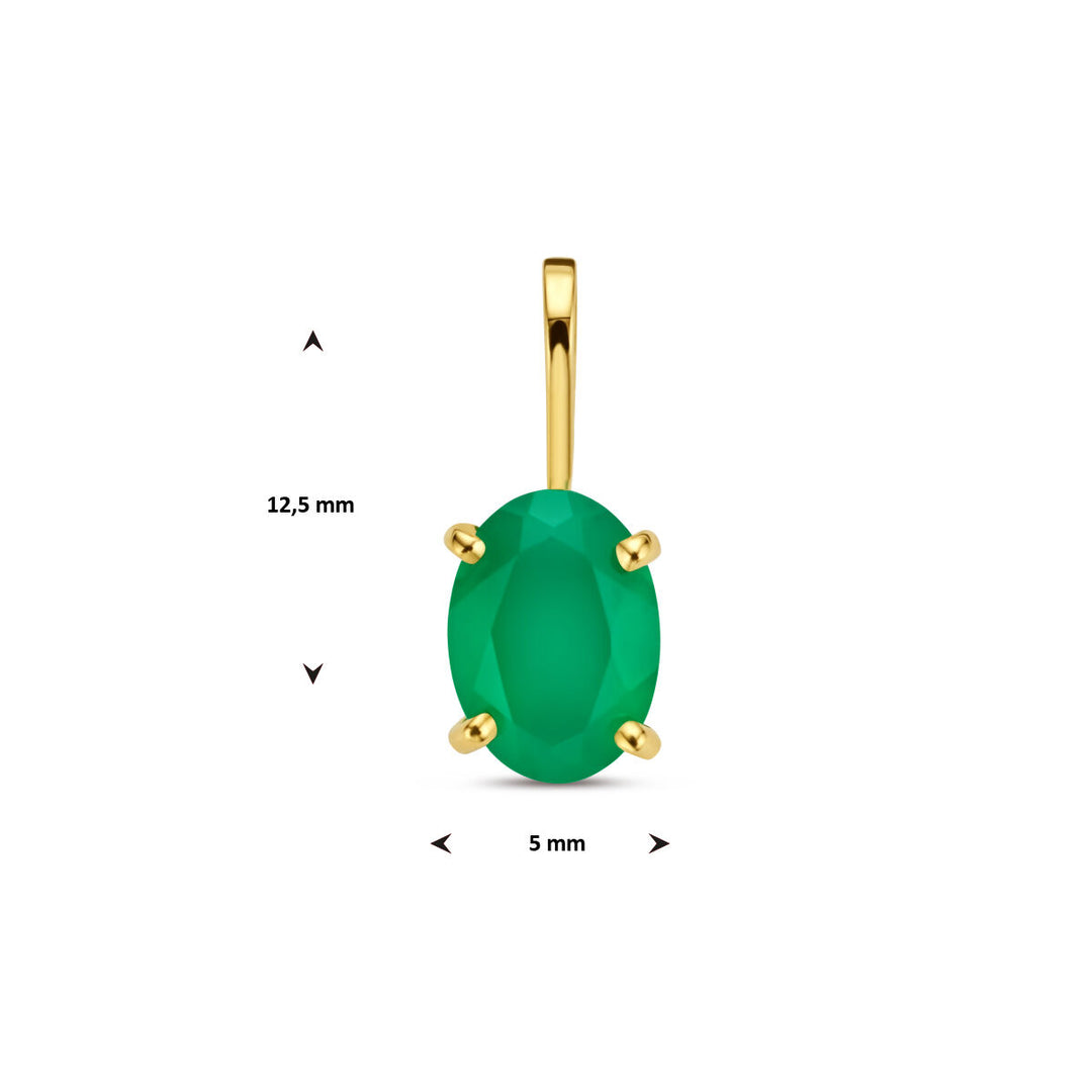 pendant green agate 14K yellow gold