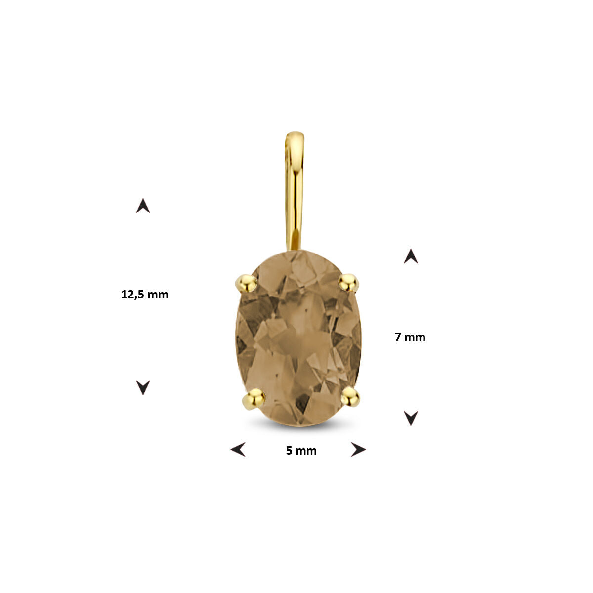 pendant smokey quartz 14K yellow gold