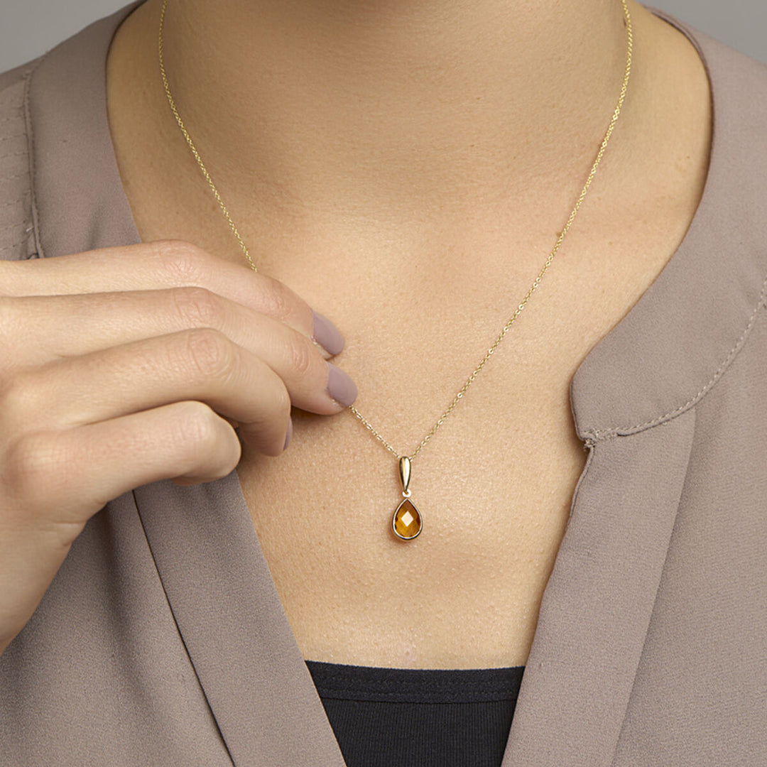 pendant citrine 14K yellow gold