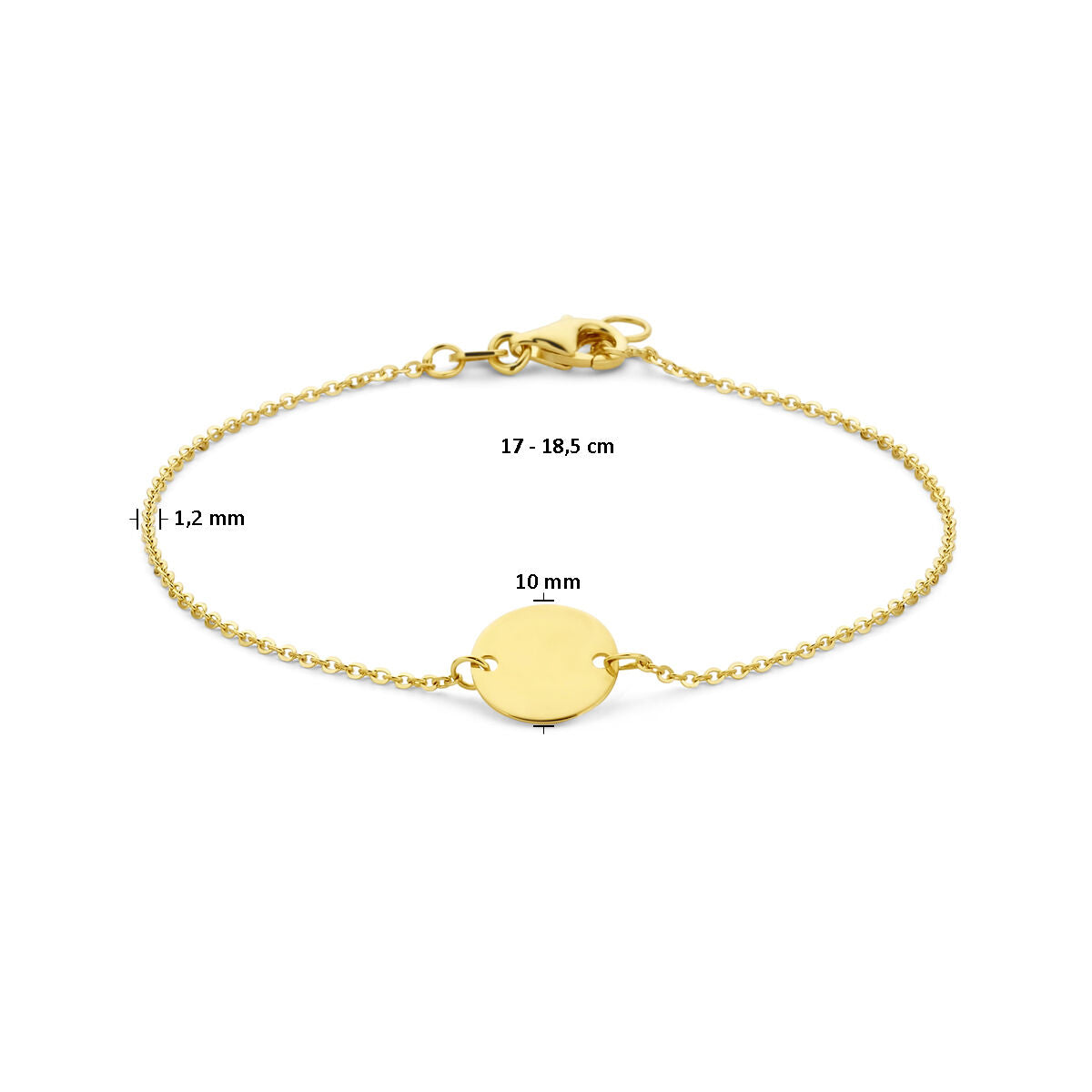 armband cirkel 17 - 18,5 cm 14K geelgoud