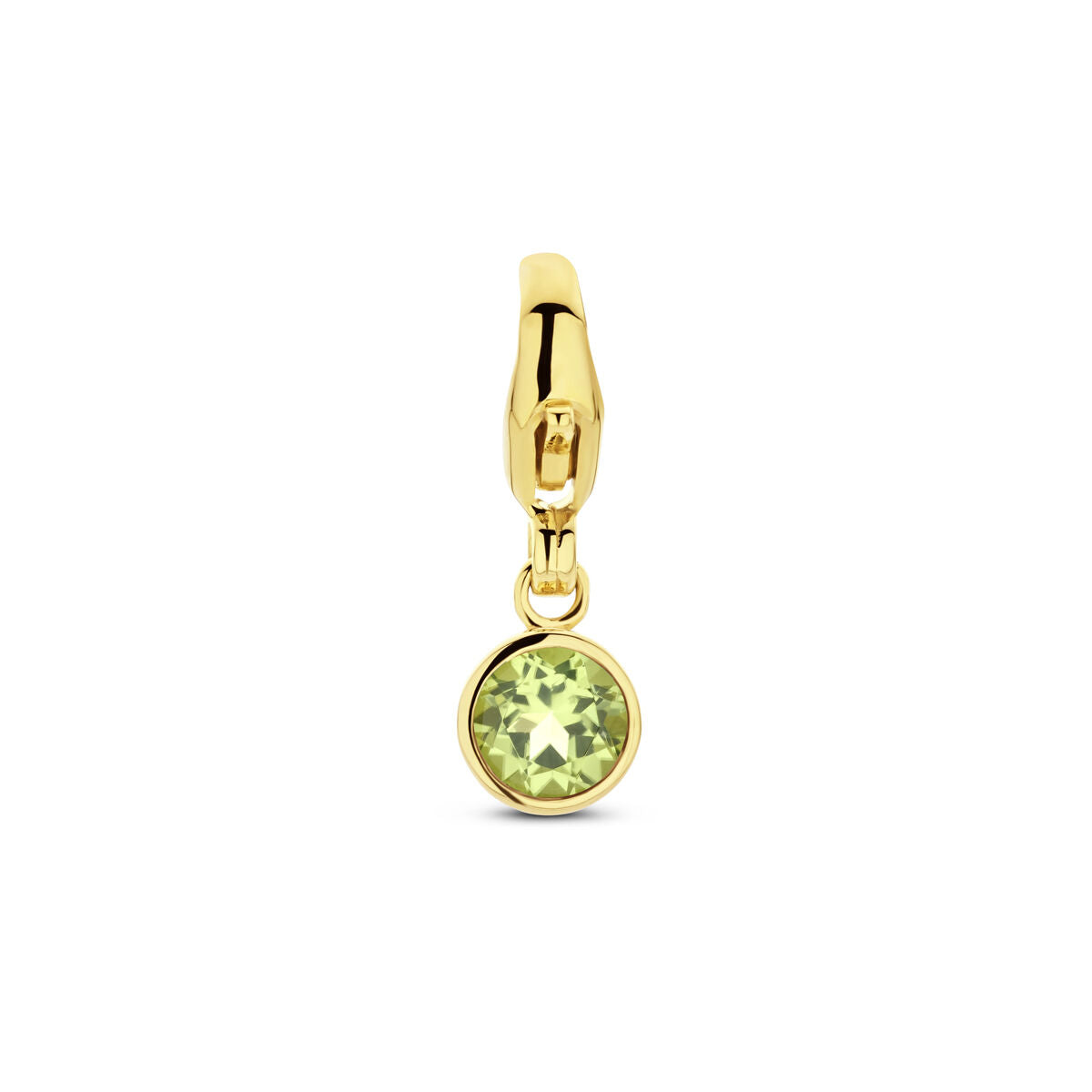 Slotbedel van 14K geelgoud met een ronde, groene geboortesteen.