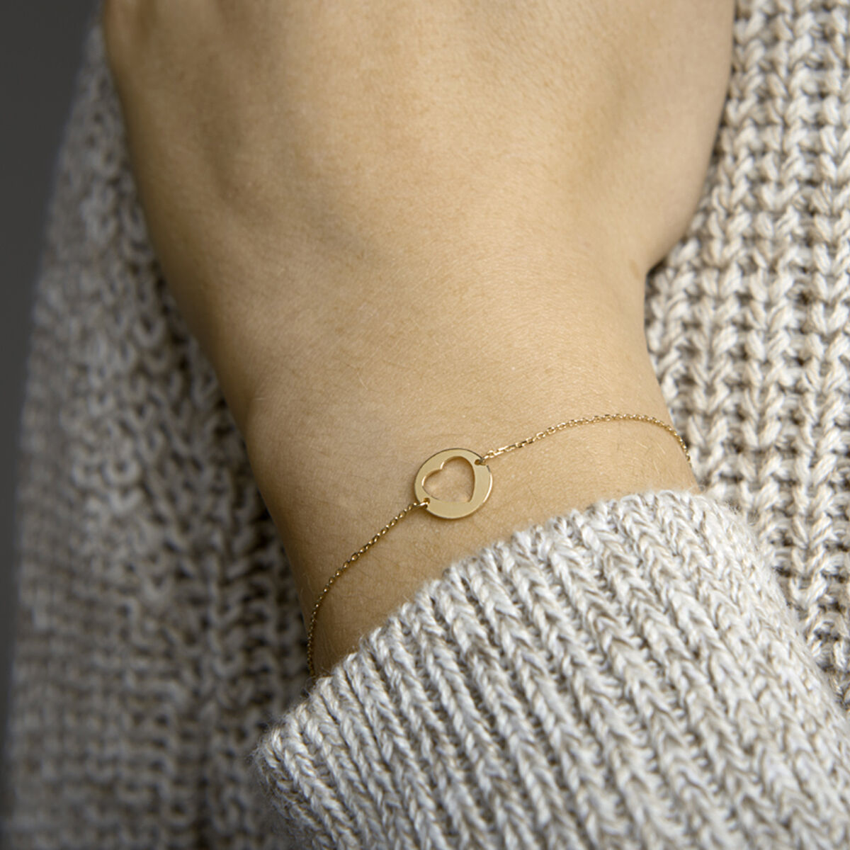 bracelet heart 16.5 - 17.5 - 18.5 cm 14K yellow gold