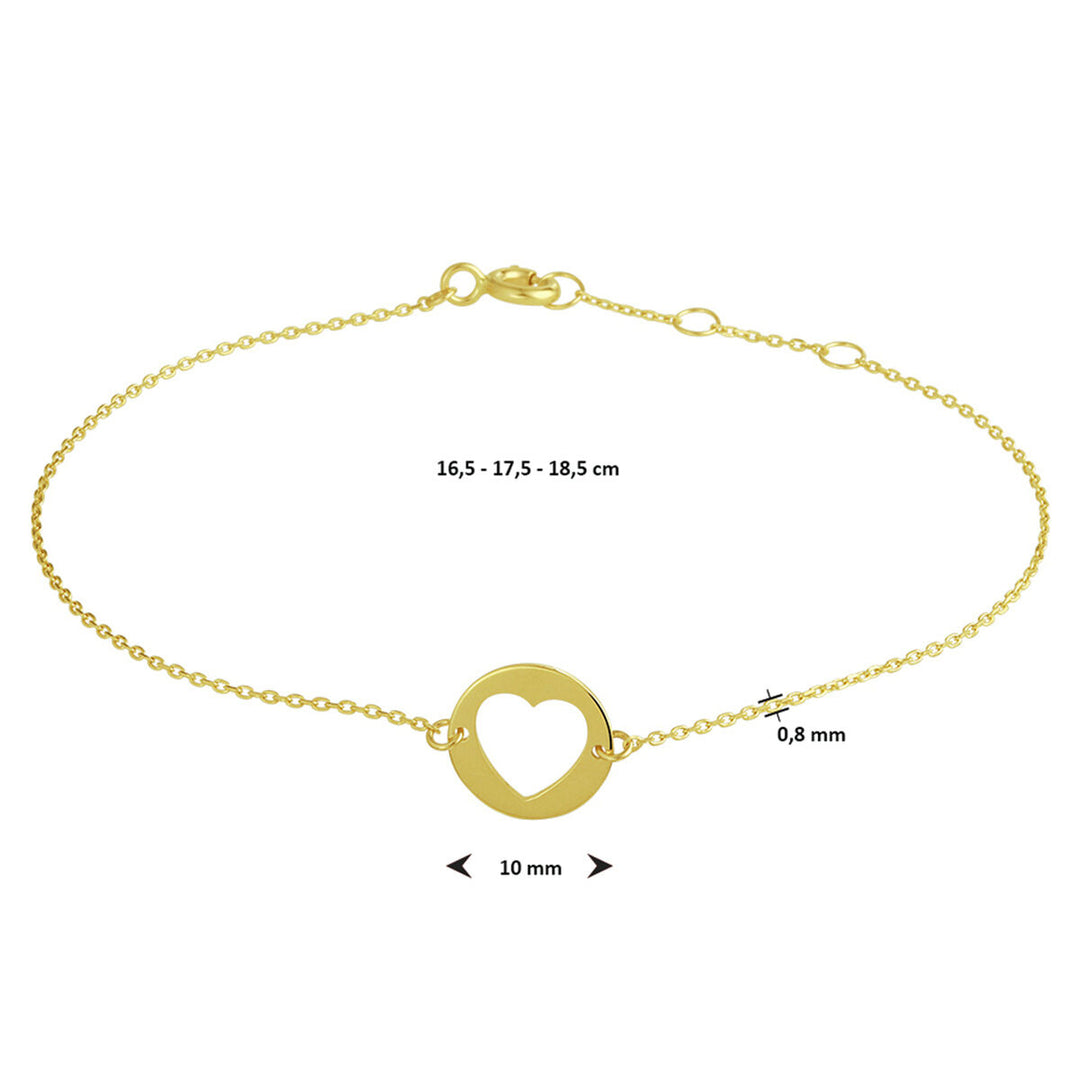 Armband Herz 16,5 - 17,5 - 18,5 cm 14K Gelbgold