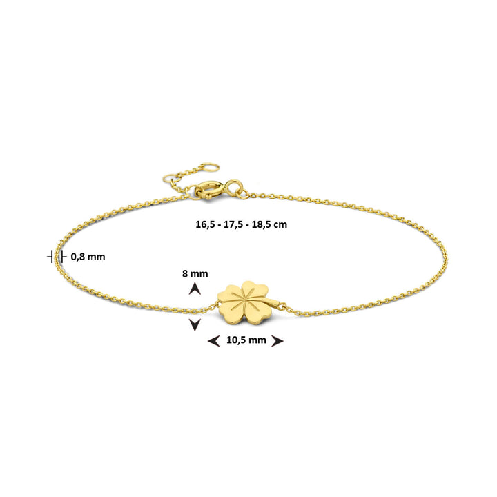 Armband Kleeblatt 16,5 - 17,5 - 18,5 cm 14K Gelbgold