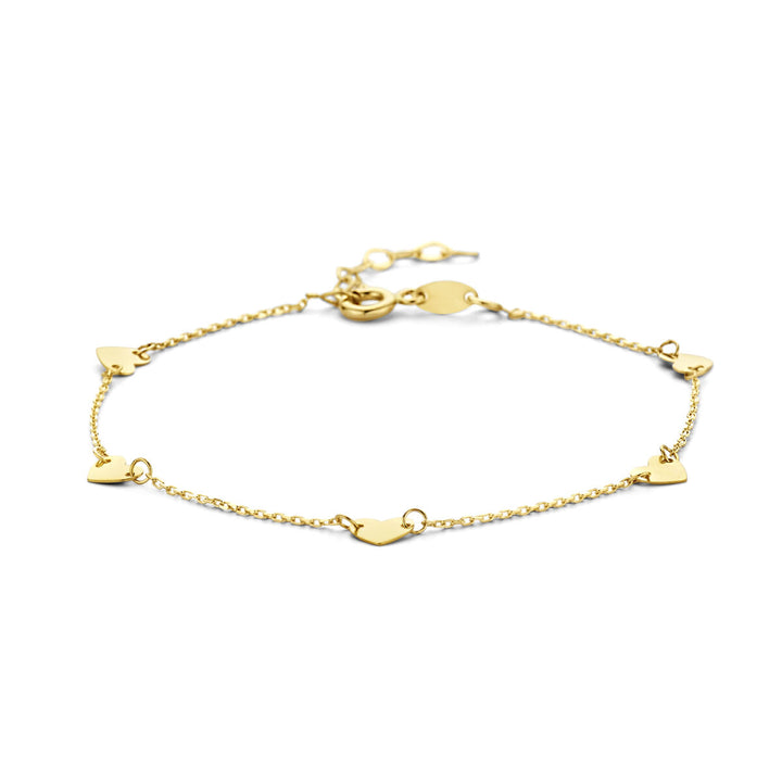 armband hartjes 16,5 - 18,5 cm 14K geelgoud