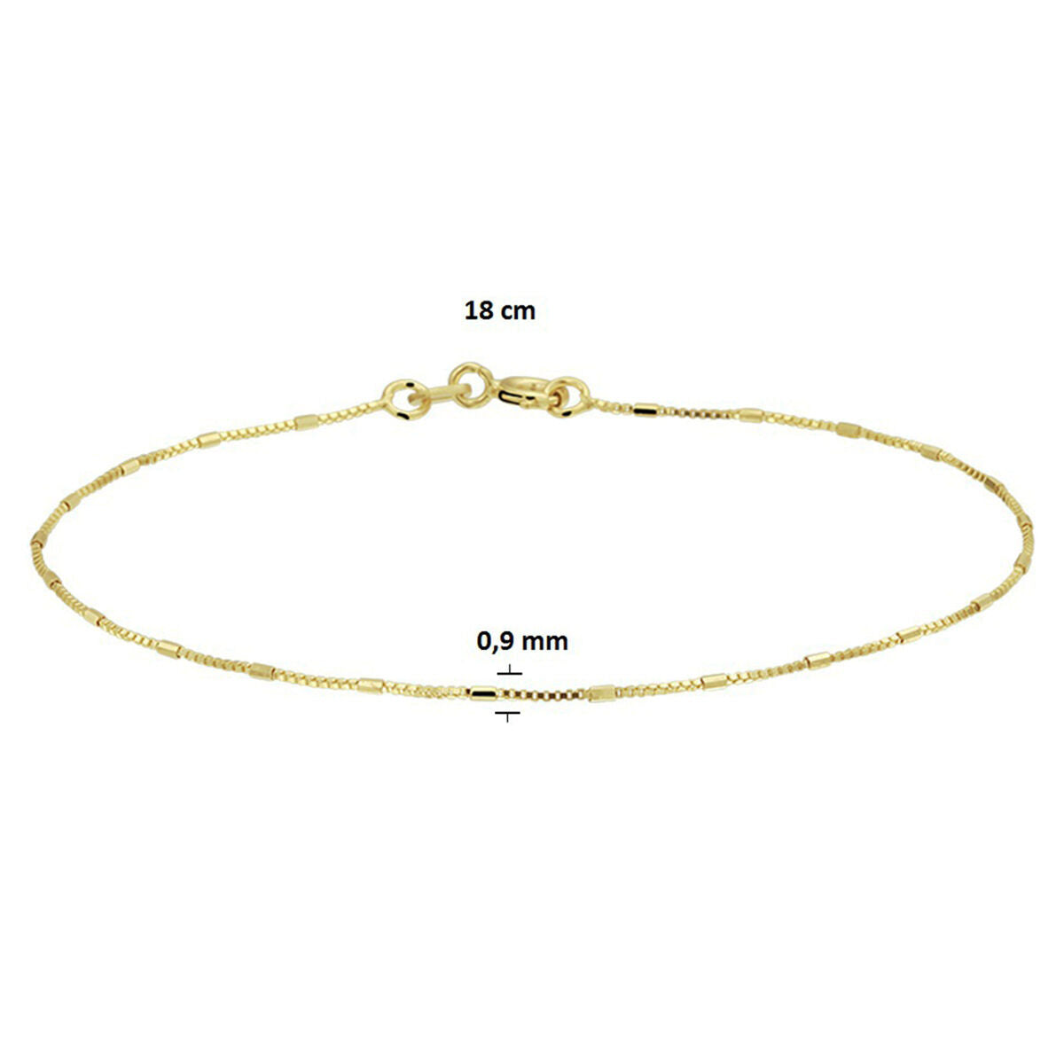 Venetian bracelet and bars 0.9 mm 18 cm 14K yellow gold