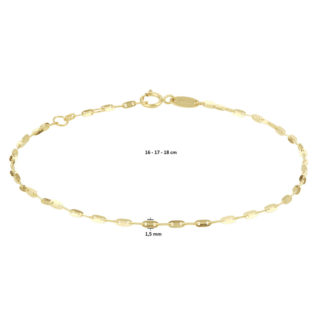 Armbandplatten 1,5 mm 16 - 17 - 18 cm 14K Gelbgold