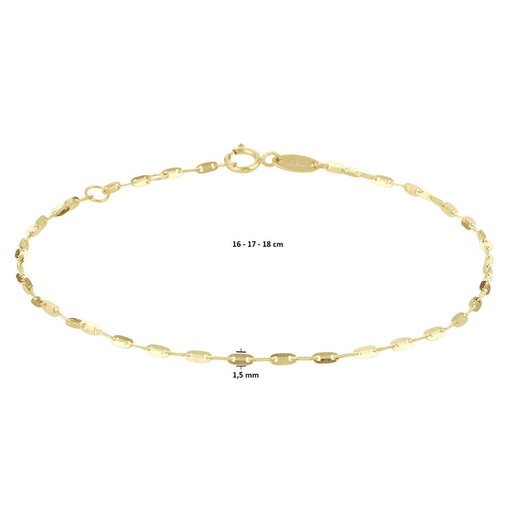 Armbandplatten 1,5 mm 16 - 17 - 18 cm 14K Gelbgold