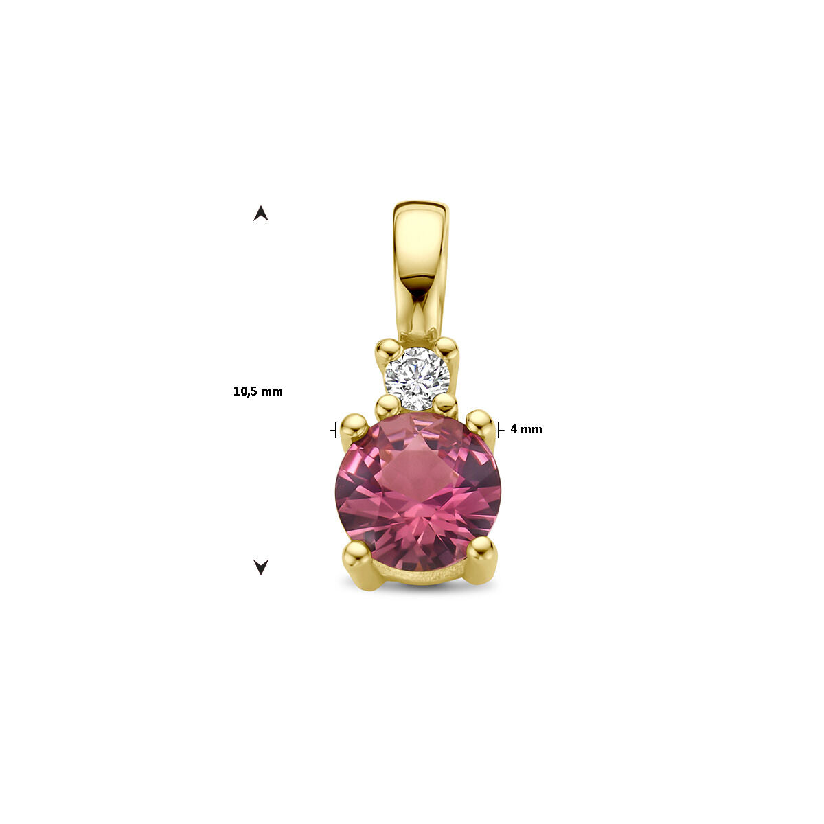pendant with birthstone and diamond 0.02ct h p1 14K yellow gold
