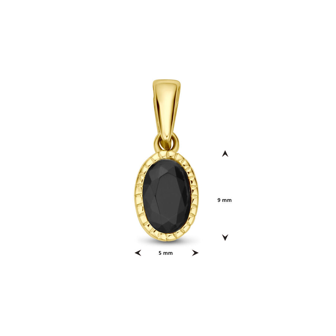 hanger zwart zirkonia 14 mm 14K geelgoud