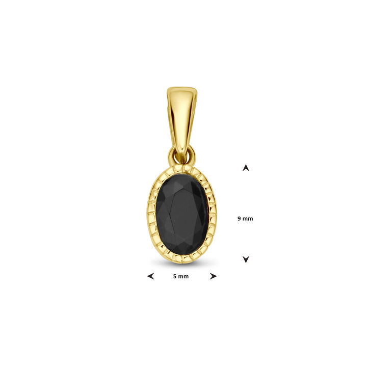 hanger zwart zirkonia 14 mm 14K geelgoud