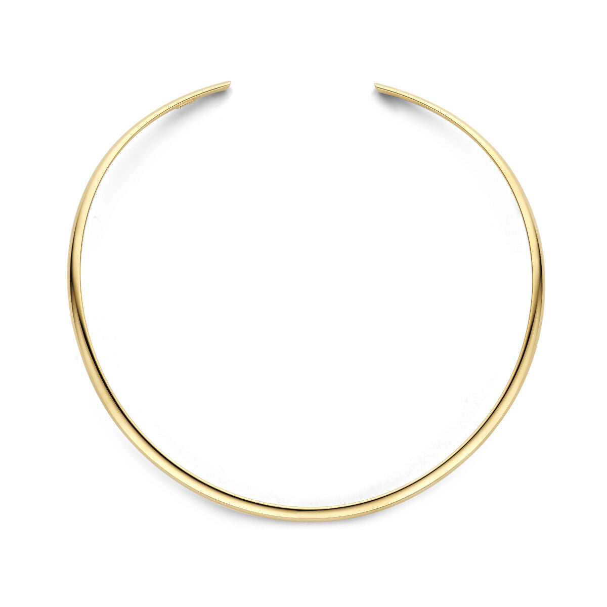 Collier van 14K geelgoud met een spangvorm en een ovale buisstructuur.
