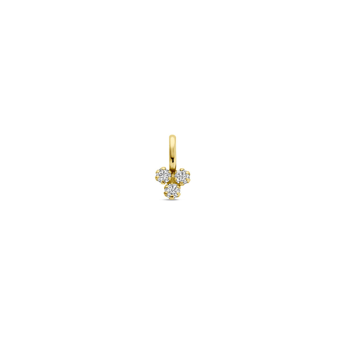 Een 9 mm 14K geelgouden hanger van Van der Kooij Collectie, met zirkonia in de vorm van Mickey Mouse’s hoofd-een charmant dames sieraad in geelgoud.