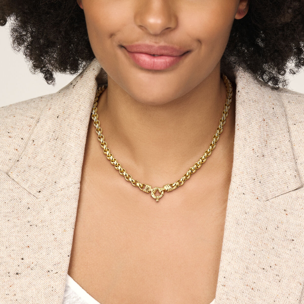 collier jasseron 7 mm 45 cm 14K geelgoud