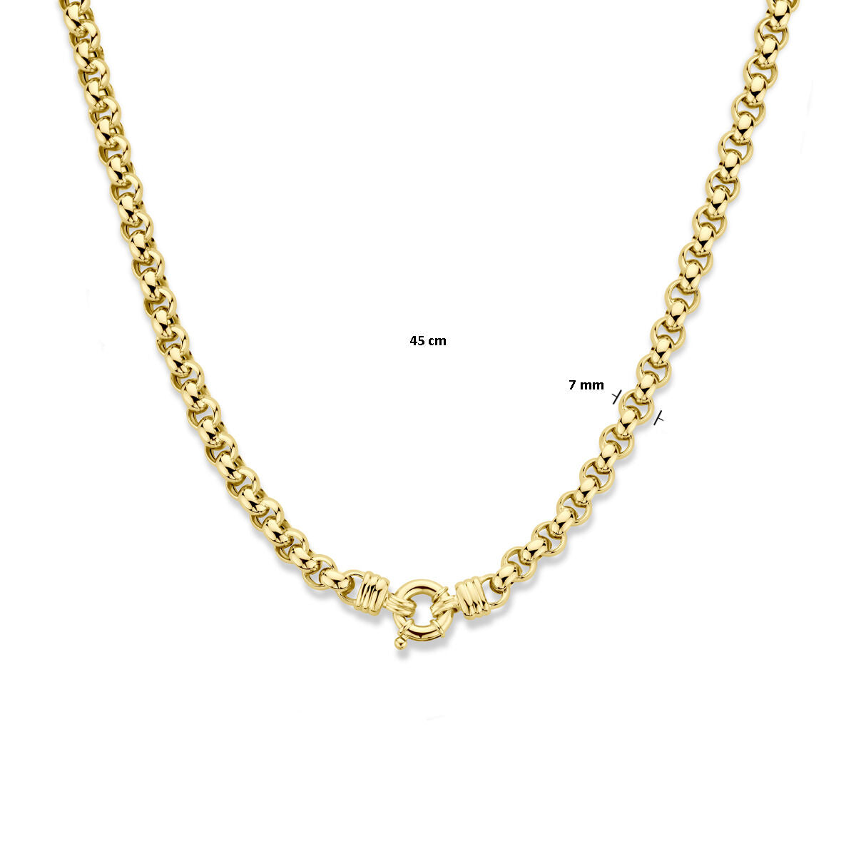 collier jasseron 7 mm 45 cm 14K geelgoud