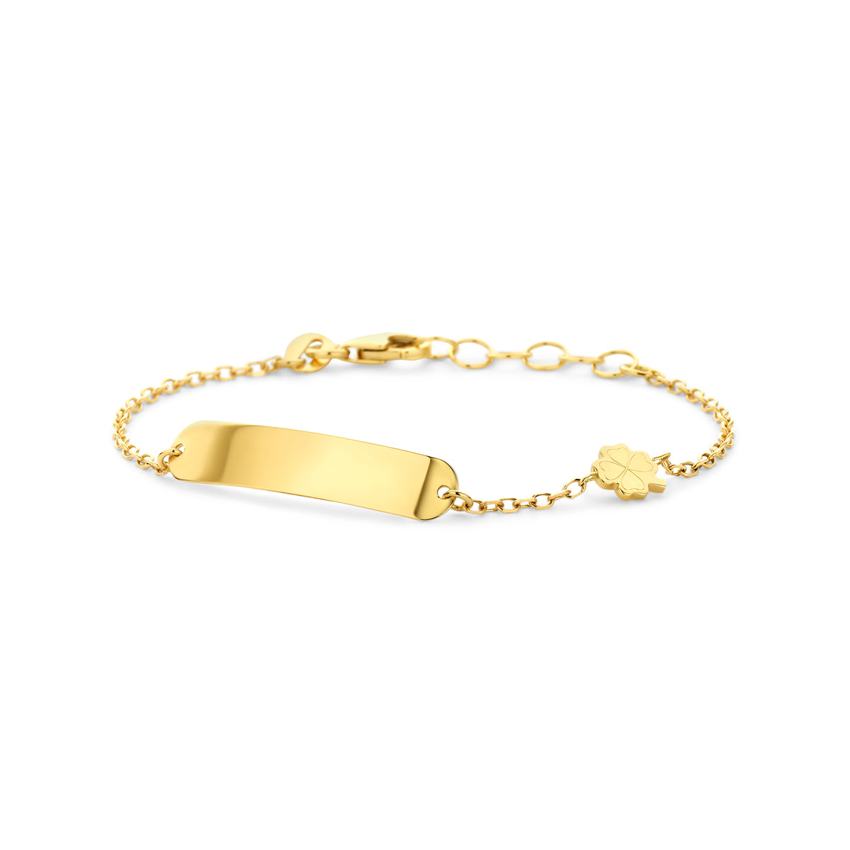 graveerarmband klavertje 14K geelgoud