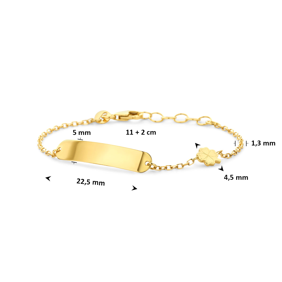 graveerarmband klavertje 14K geelgoud