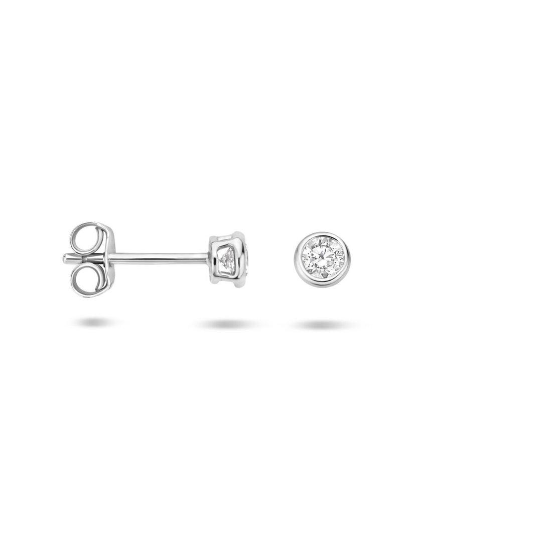 ear studs zirconia silver rhodium plated