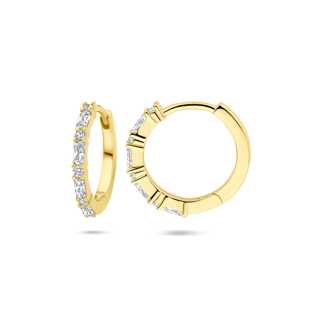 klapoorringen zirkonia 15 mm 1 micron zilver verguld (geel)