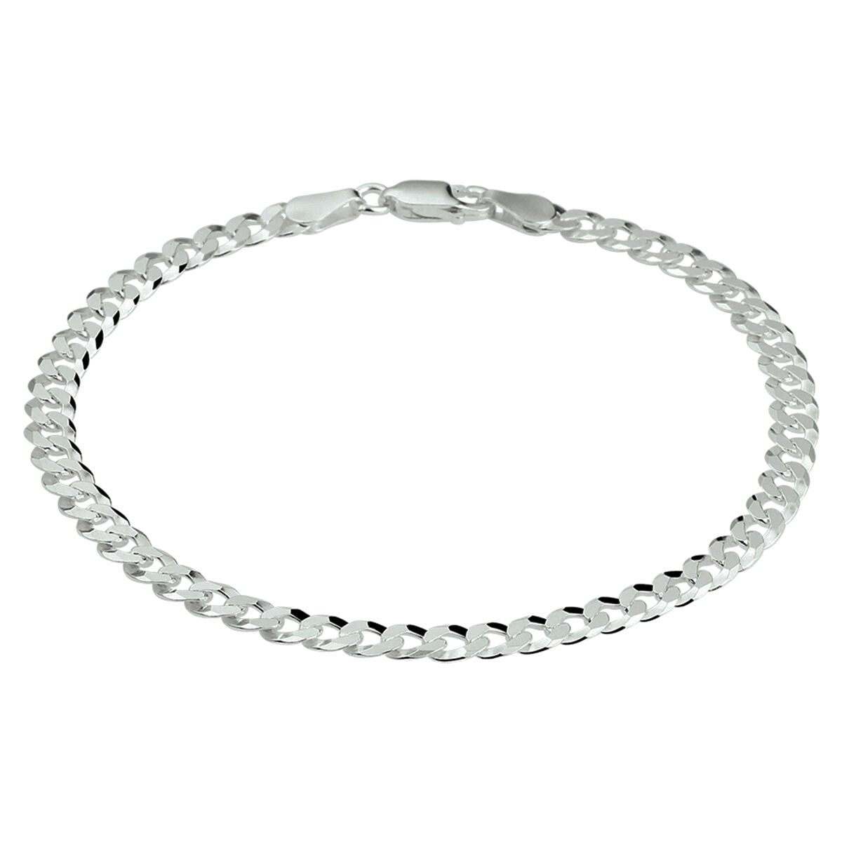 Zilveren gourmette armband van 4,3 mm met 8-zijdige slijping en gerhodineerde afwerking.
