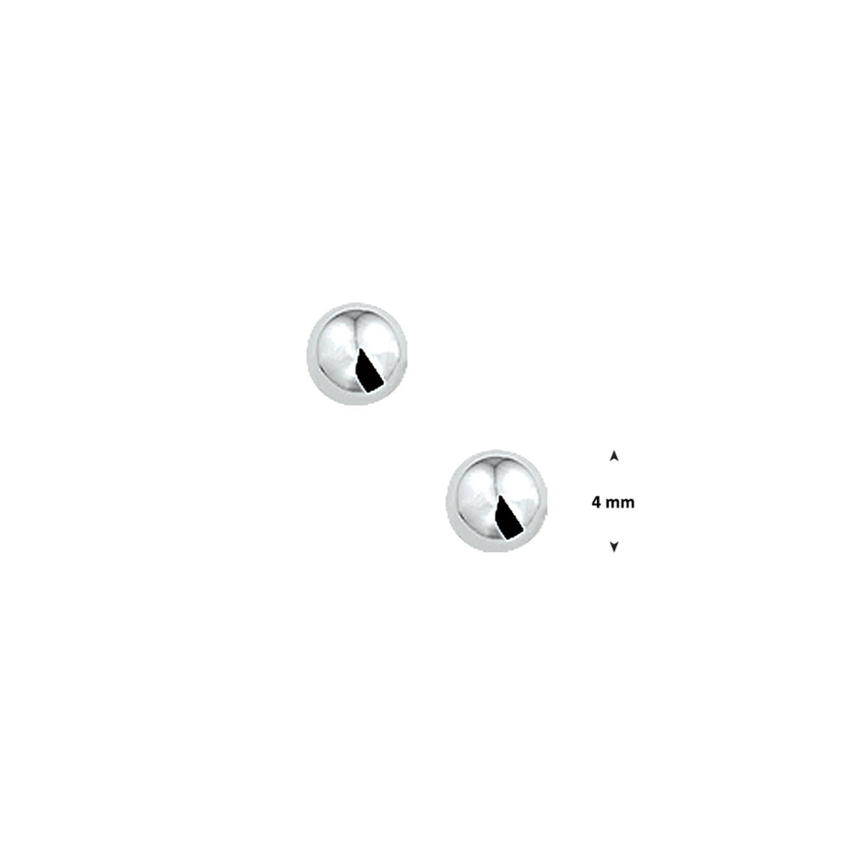 Zilveren gerhodineerde oorknoppen in bolvorm met een diameter van 4 mm.