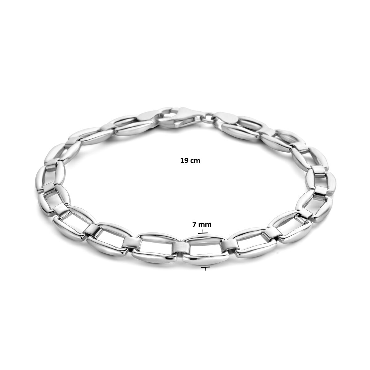 armband 7,0 mm 19 cm zilver gerhodineerd