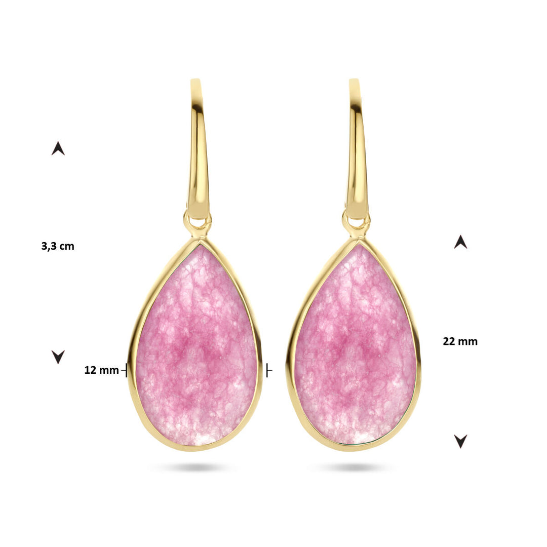 Marginenta Quarz Ohrringe Französischer Haken Silber vergoldet (Gelb)