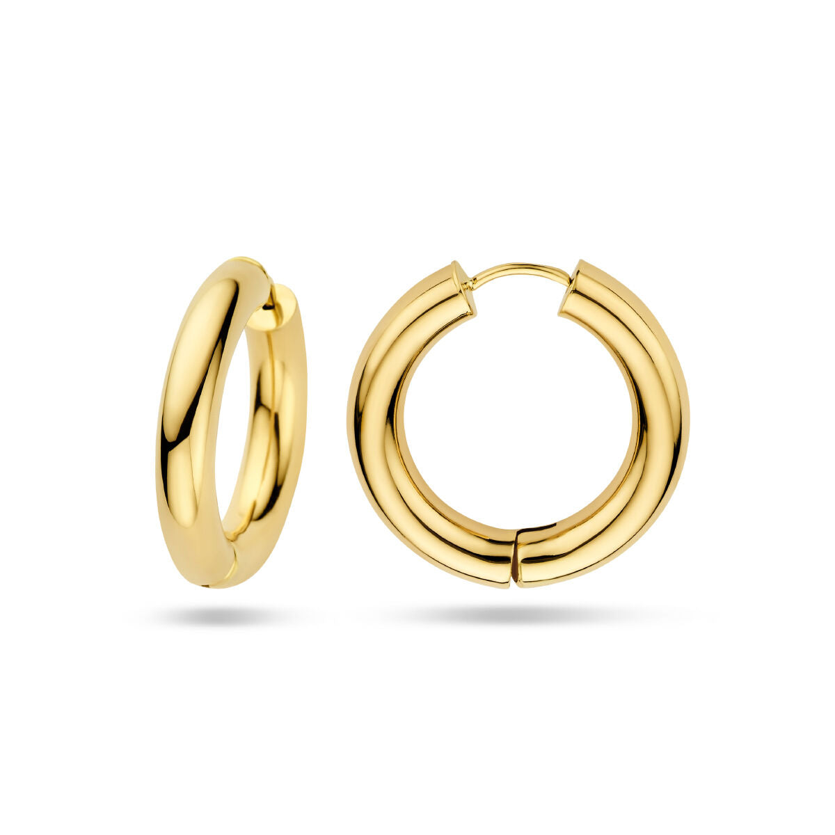 oorringen 4,0 mm ronde buis 14K geelgoud