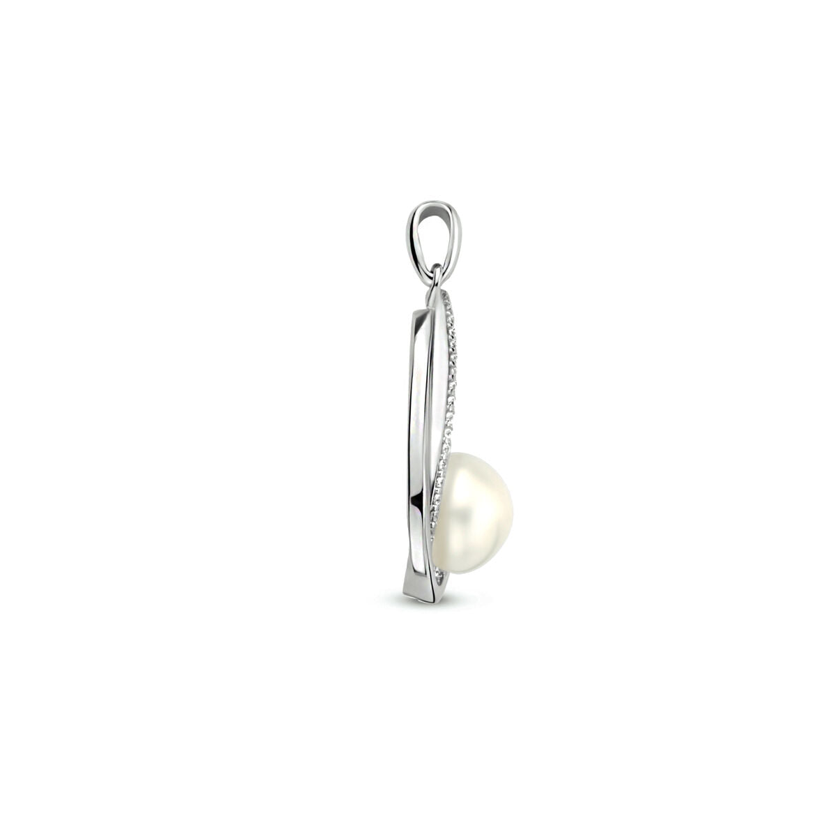 pendant pearl zirconia silver rhodium plated