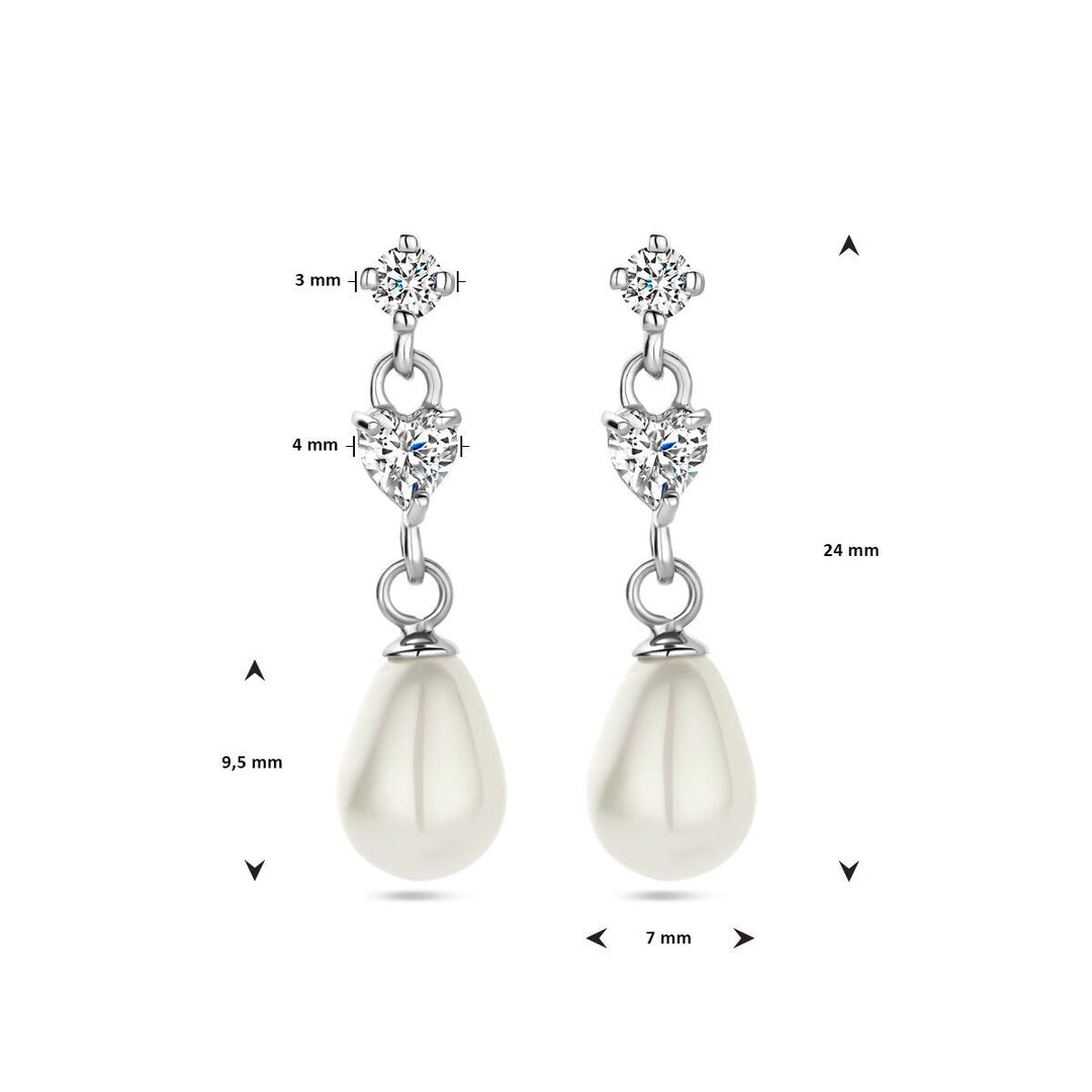 oorhangers parel zirkonia zilver gerhodineerd