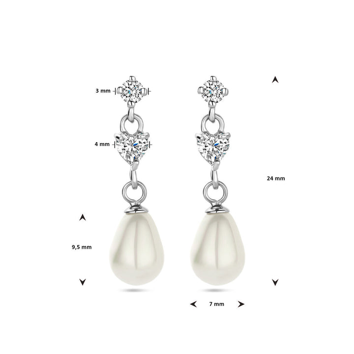 oorhangers parel zirkonia zilver gerhodineerd