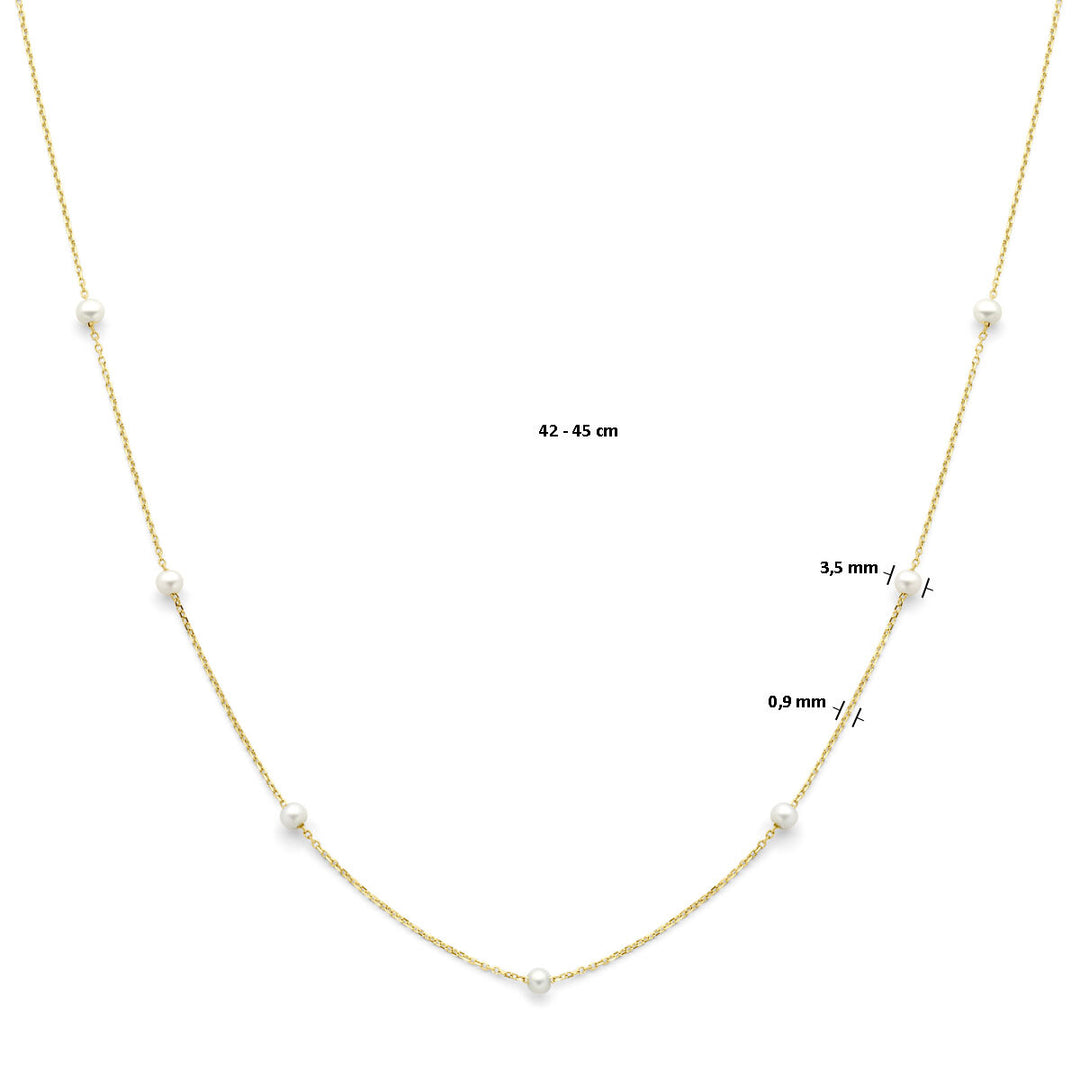 collier parels 42 - 45 cm 14K geelgoud