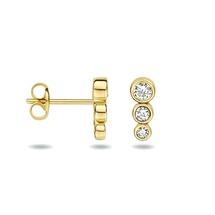ear studs zirconia 14K yellow gold