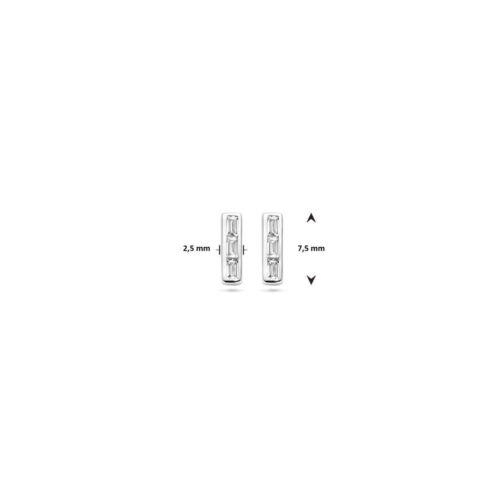 oorknoppen zirkonia 7,5 mm zilver gerhodineerd